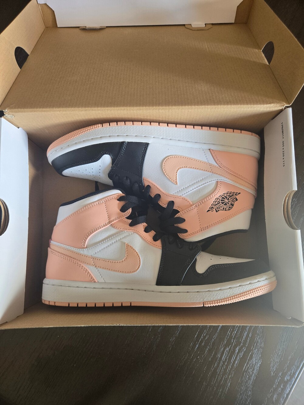 Nike Air Jordan 1 Sneakers Peach Black White Leather/'Artic Orange', Men's size
